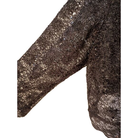 Black Lace Sequin Bolero Crop Jacket Size XL Wedding Special Event Classic Shrug - Picture 6 of 16